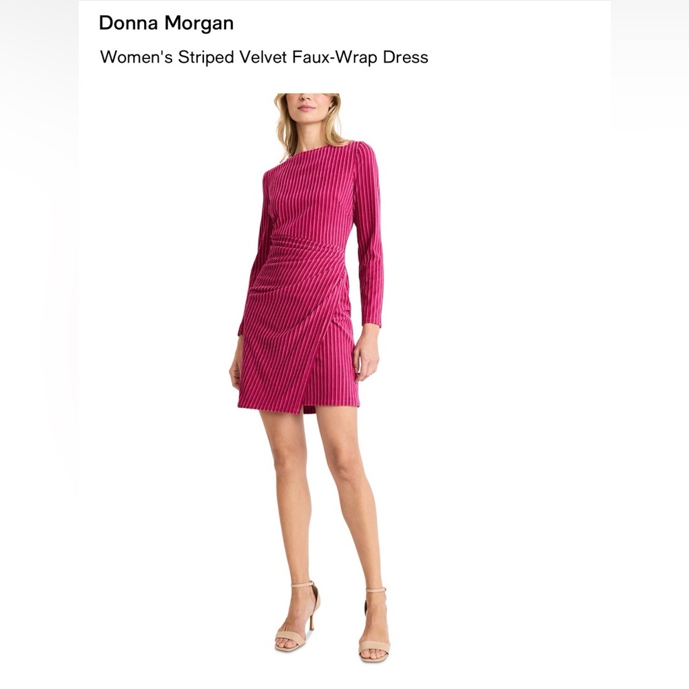 Donna Morgan Fuchsia Long-Sleeve Dress